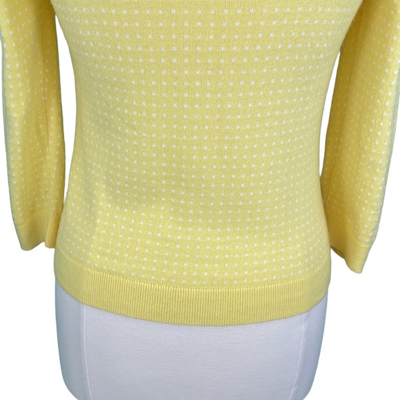 Banana Republic Factory Lemon Yellow Polka Dot Angora Hair Knit Cardigan - Picture 10 of 15